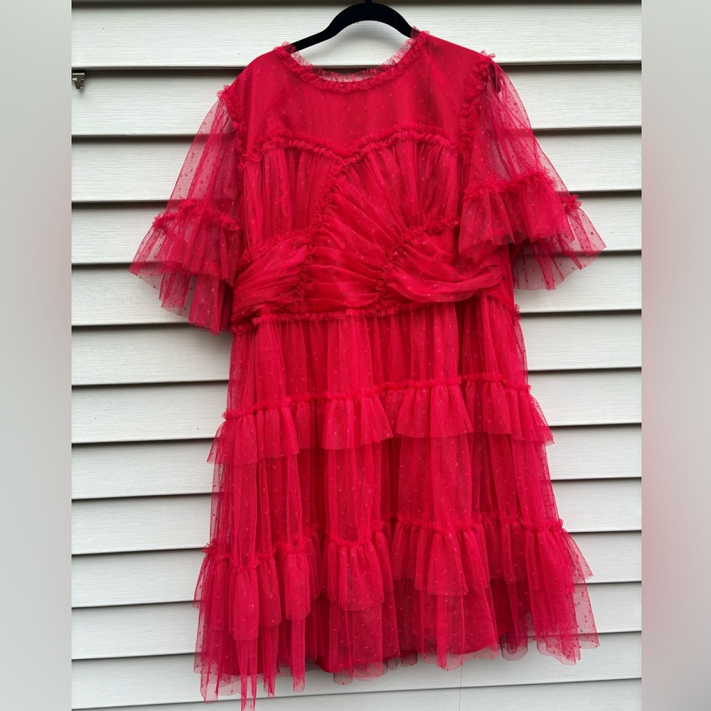 Ivy City Co Red Tiered Tulle Mini Dress - Picture 3 of 3